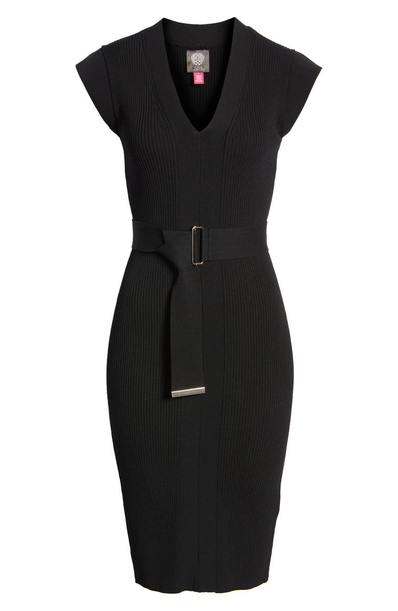 Vince Camuto Belted Body-Con Sweater Dress, Alternate, color,