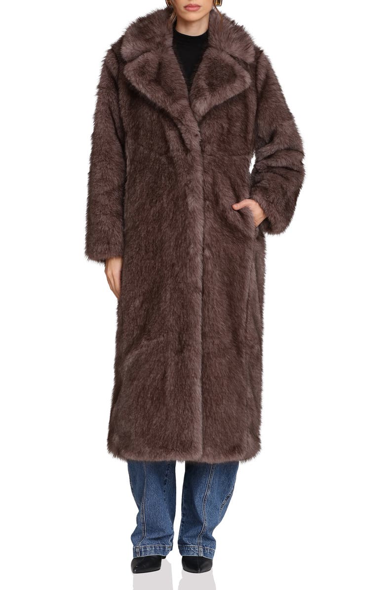 Avec Les Filles Faux Fur Longline Coat, Alternate, color, Espresso Mink