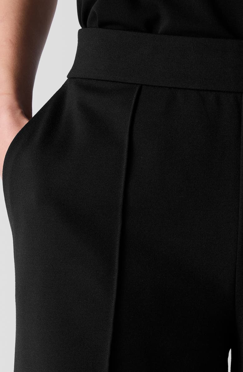 Eileen Fisher Flex Pintuck Double Knit Ponte Wide Leg Pants, Alternate, color, Black
