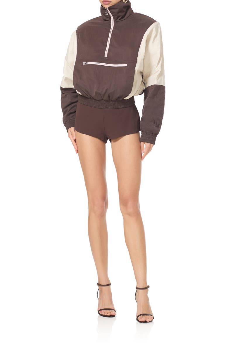 Colorblocked Quarter Zip Pullover, Alternate, color, MIXED COFFEE BEAN