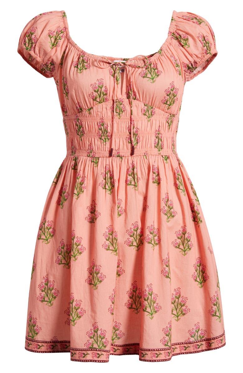 Saylor Carly Smocked Puff Sleeve Minidress, Alternate, color, Multi