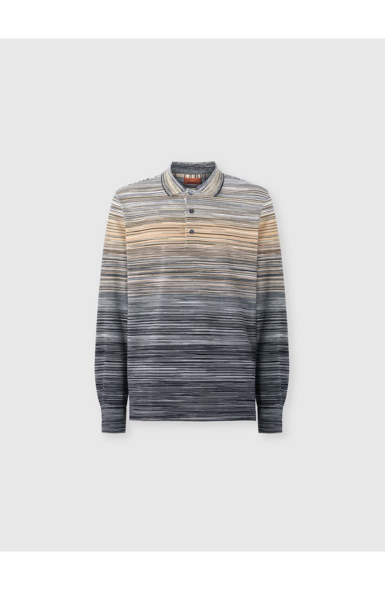 Missoni Long Sleeve Polo With Flame Knit, Main, color, Grey