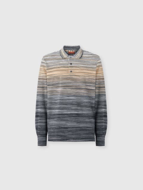 Long Sleeve Polo With Flame Knit