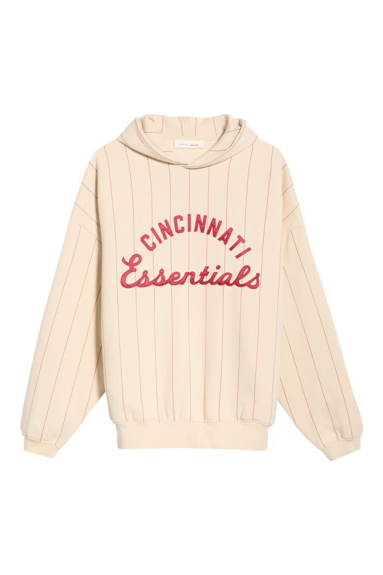 x MLB Cincinnati Reds Cotton Blend Fleece Sport Hoodie, Main, color, OAT/ RED PINSTRIPES