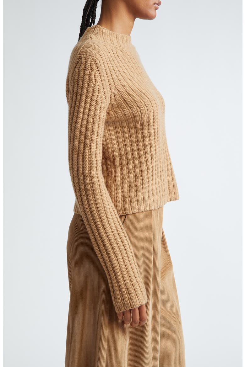 Aloa Wool & Cashmere Funnel Neck Sweater, Alternate, color, CAMEL