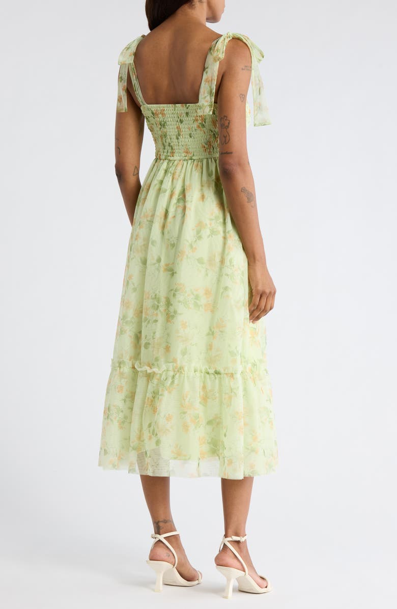 Blu Pepper Shoulder Tie Floral Maxi Dress, Alternate, color, Lime Multi