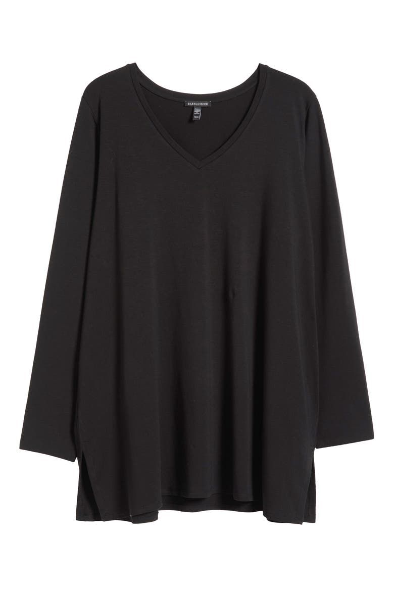 Long Sleeve V-Neck Tunic, Alternate, color, BLACK