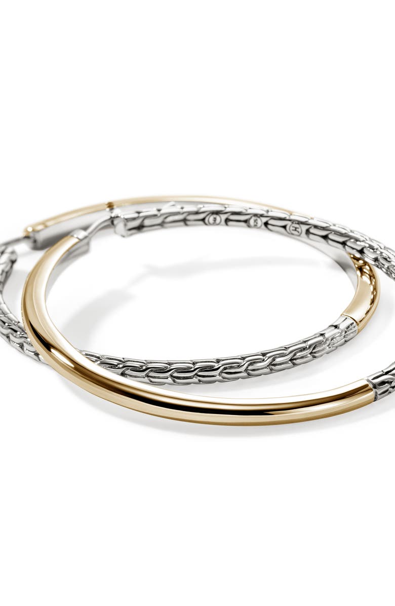 John Hardy JH Essentials Hoop Earrings, Gold, Sterling Silver, 49.5mm, Alternate, color, Silver/Gold