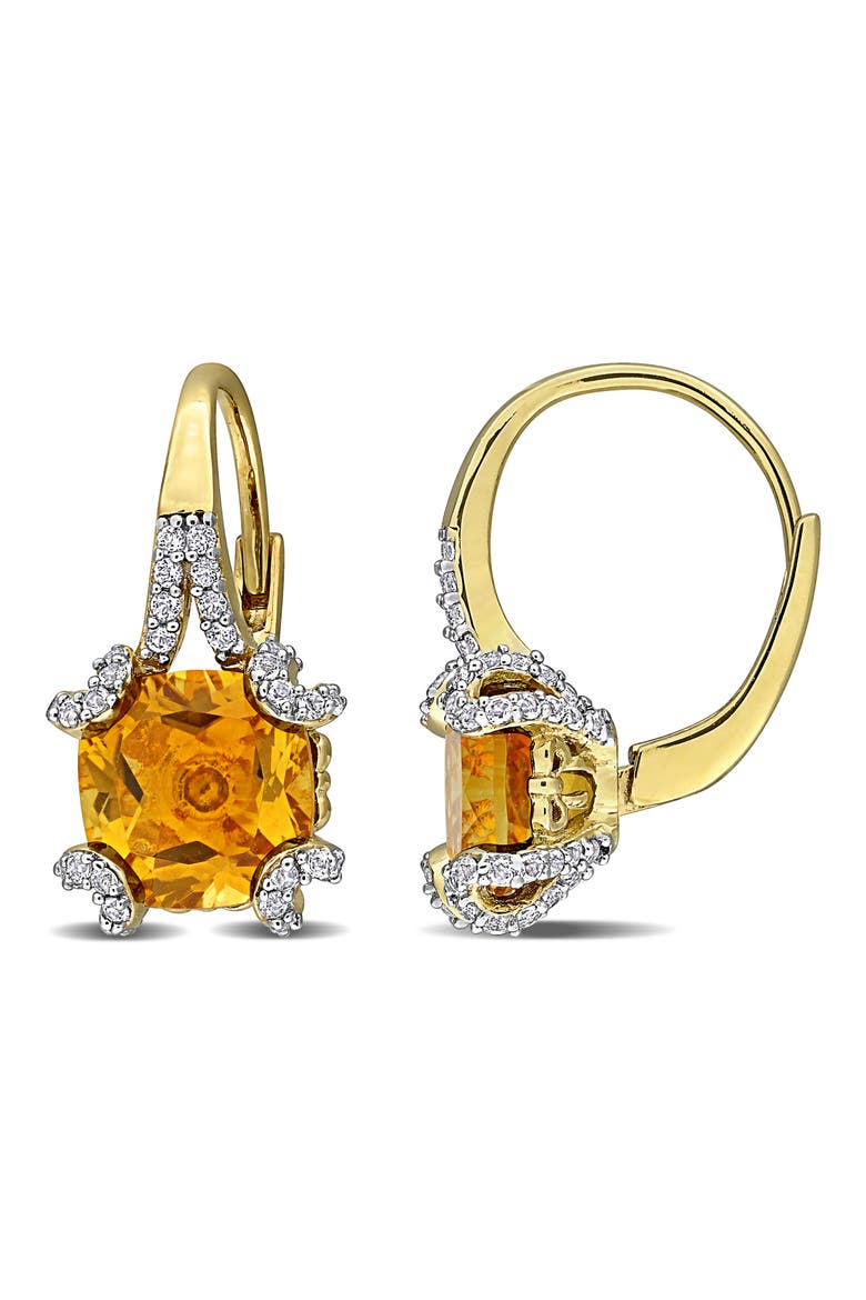 Citrine & White Topaz Earrings, Main, color, YELLOW