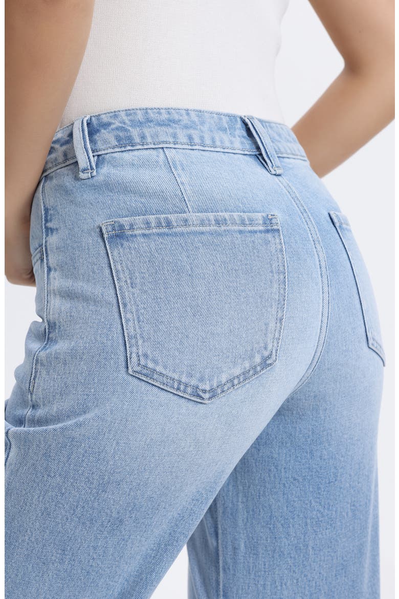 Floral Raw Hem Straight Leg Jeans, Alternate, color, LIGHT BLUE