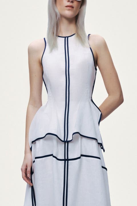 Contrast Trim Peplum Top