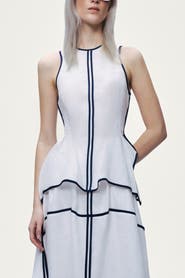 Nocturne Contrast Trim Peplum Top