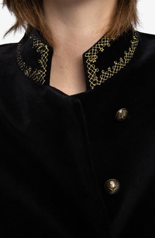 Zadig & Voltaire Verysa Brocade Collar Velveteen Jacket In Black