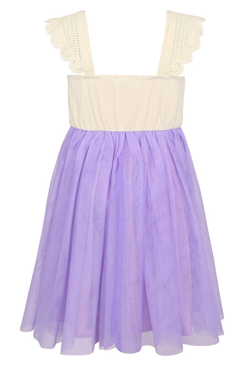 Kids' Tulip Crochet Dress, Alternate, color, IVORY/ PURPLE