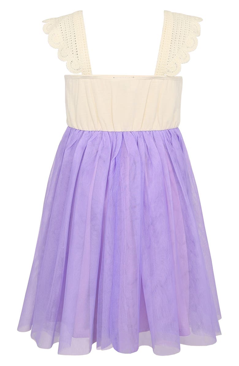 Zunie Kids' Tulip Crochet Dress, Alternate, color, Ivory/ Purple