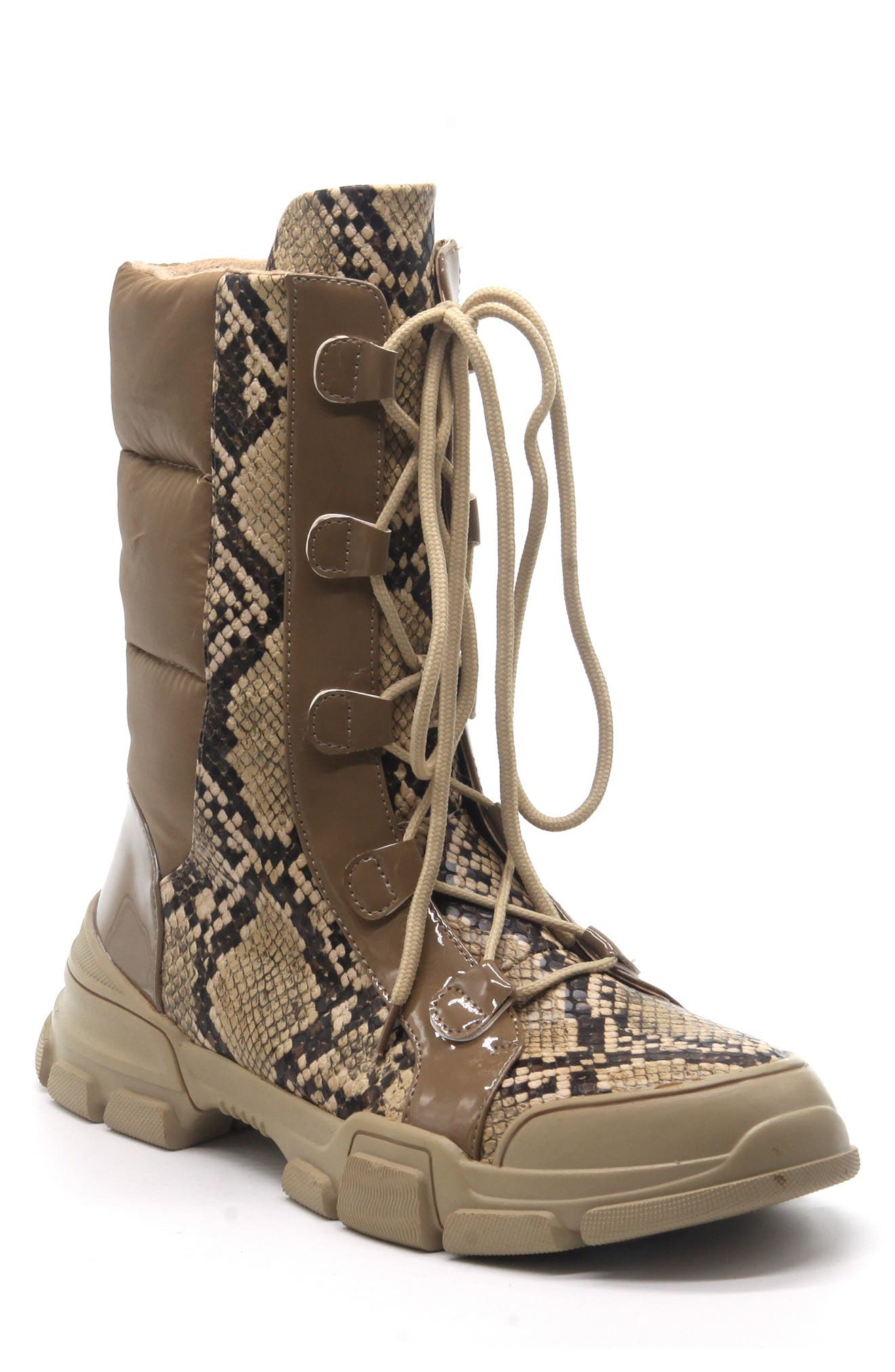 CAPE ROBBIN Brooke Snake Embossed Lace-Up Boot (Women) | Nordstromrack