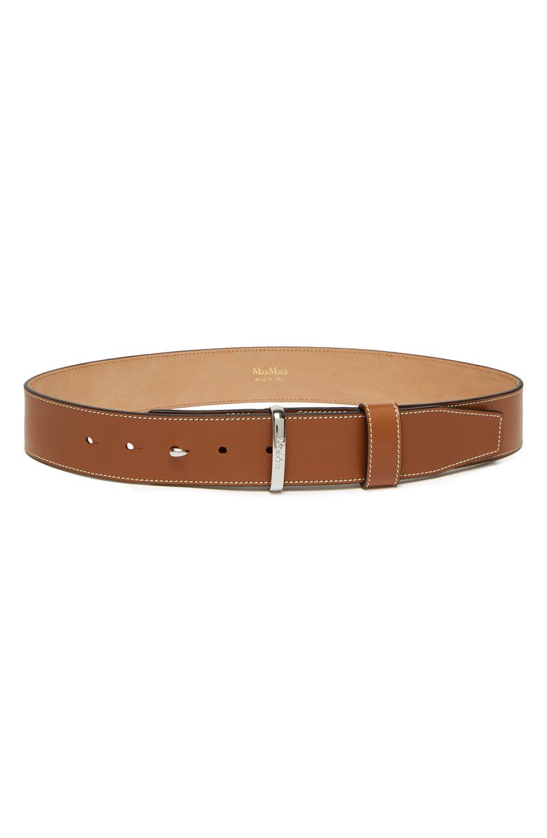 Max Mara Loop Leather Belt, Main, color, Amber Brown