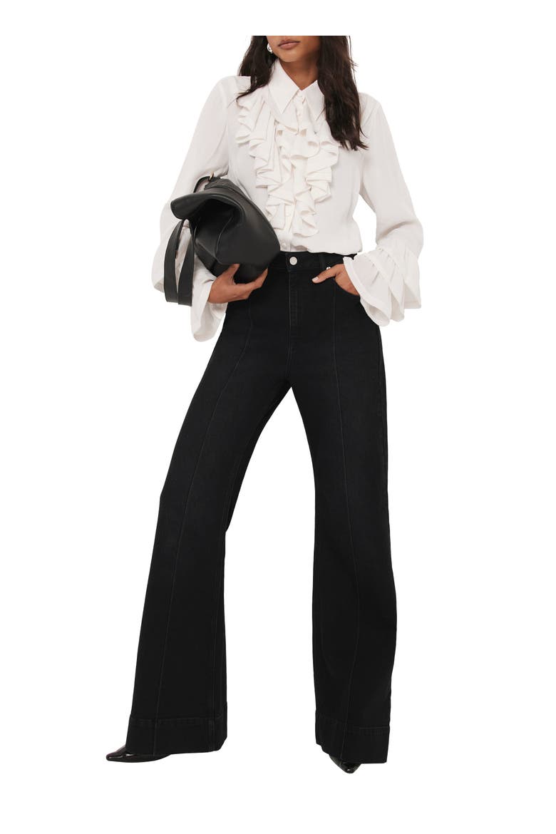 Ruffle Detail Shirt, Alternate, color, Ivory