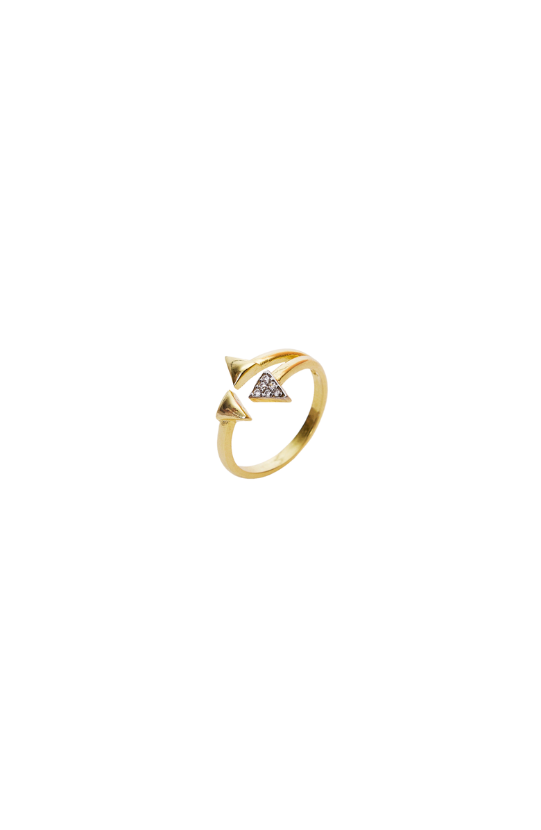 Spero London Sterling Silver Multiple Triangle Adjustable Ring, Main, color, Gold