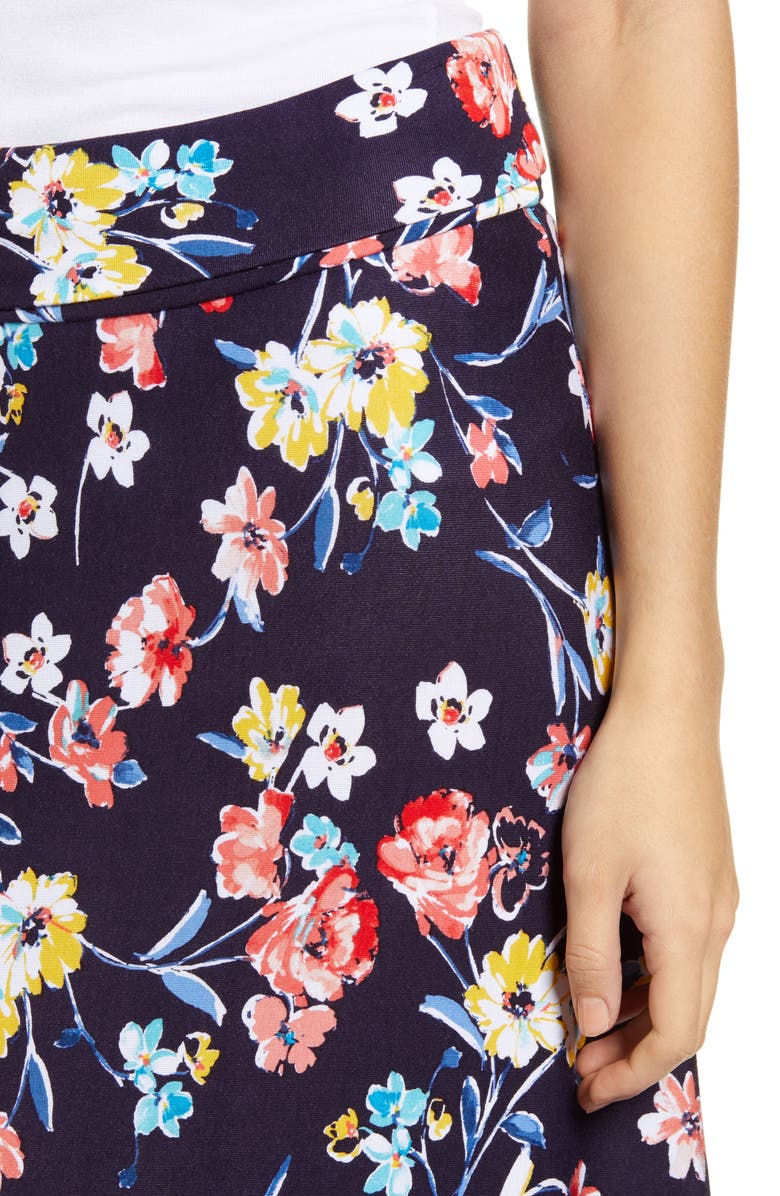 Loveappella Border Print Roll Top Maxi Skirt, Alternate, color, Navy Aqua