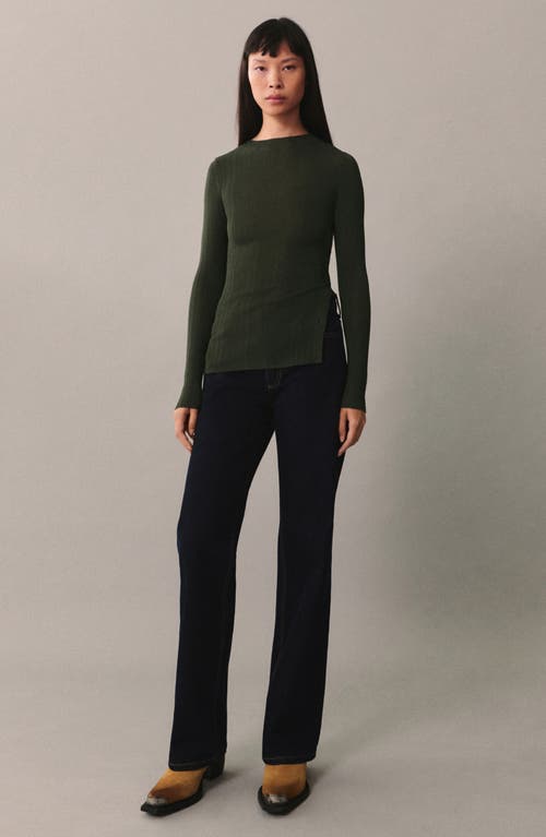 Shop Mango Semitransparent Rib Sweater In Dark Green