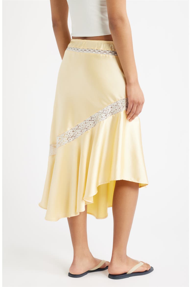 Delphia Lace Inset Asymmetric Satin Skirt, Alternate, color, YELLOW