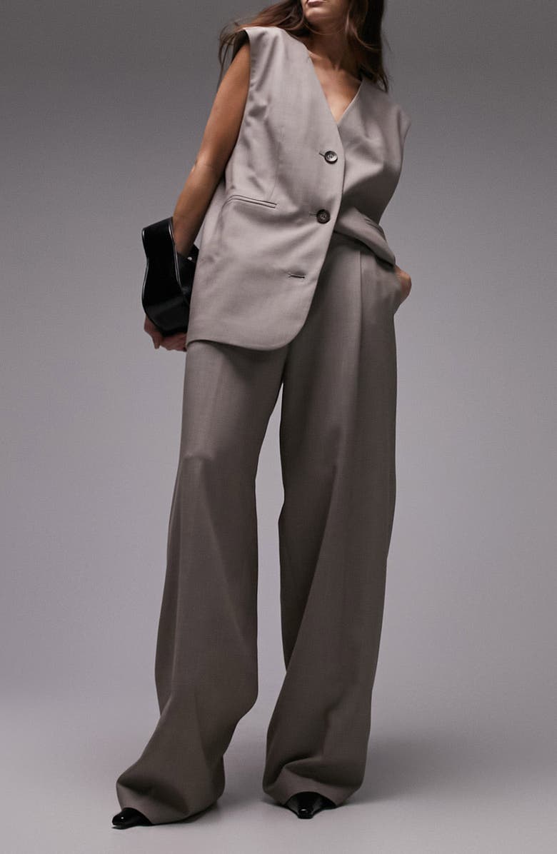 Topshop Tailored Wide Leg Pants, Main, color, 