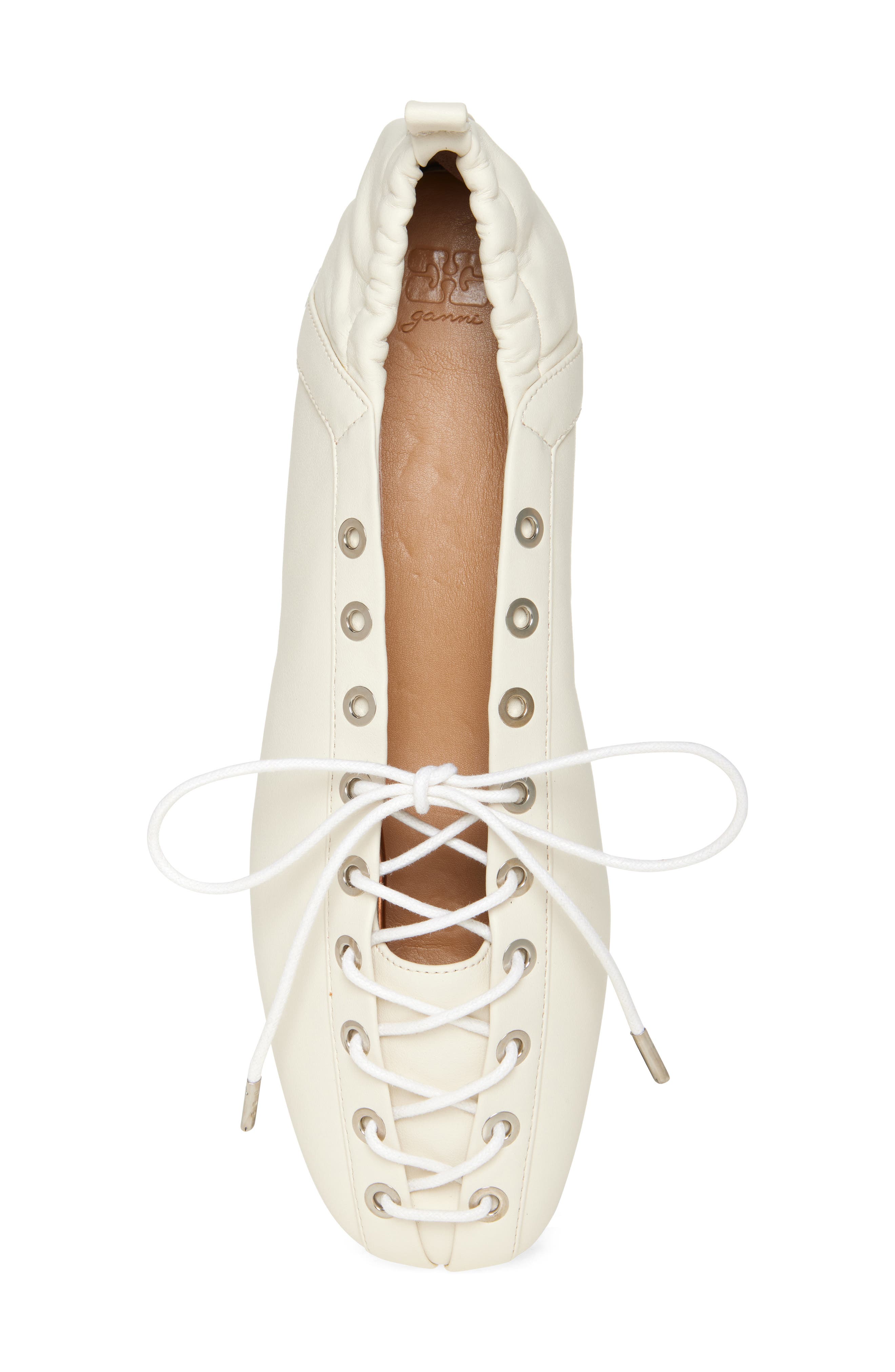 Ganni Ghillie Ballerina Flat, Alternate, color, Egret