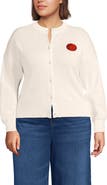 Lands' End Plus Size Cotton Embellished Cardigan Sweater