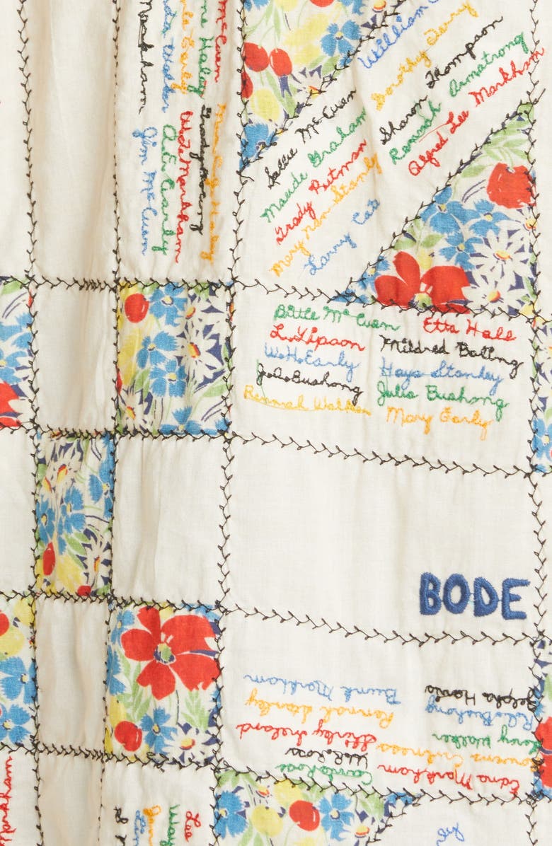 Bode Patchwork Embroidered Micro Signature Cotton Shirt, Alternate, color, 