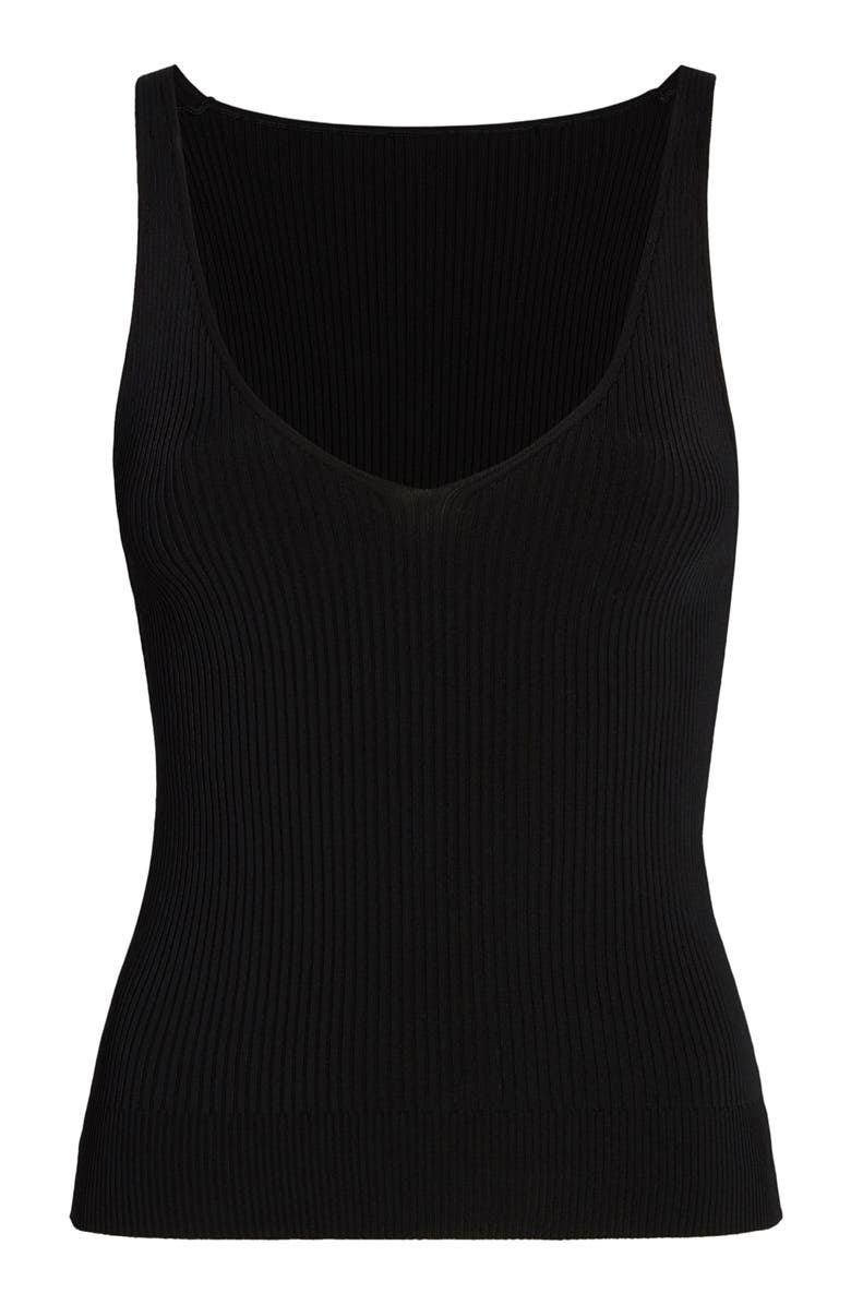 Another Tomorrow DEEP V TANK KNIT, Alternate, color, Black