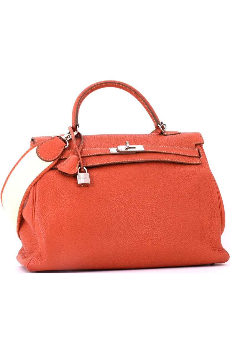 Pre-Owned Hermes Kelly Amazone Handbag Orange Clemence with Palladium Hardware 35, Alternate, color, Sanguine