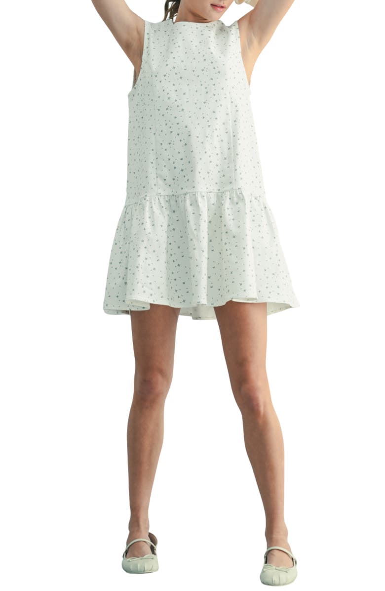 WISHLIST Floral Drop Waist Cotton Minidress, Main, color, White