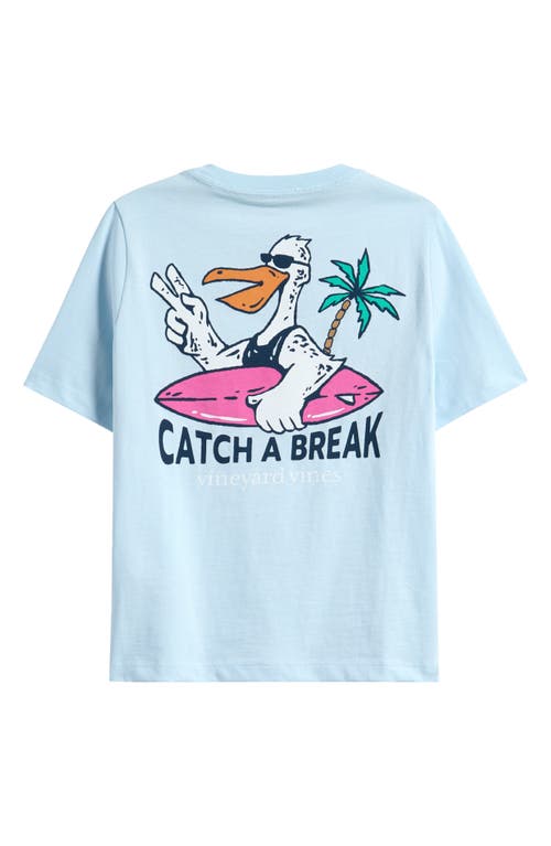 Vineyard Vines Kids' Catch A Break Cotton Graphic T-shirt In Pale Sky