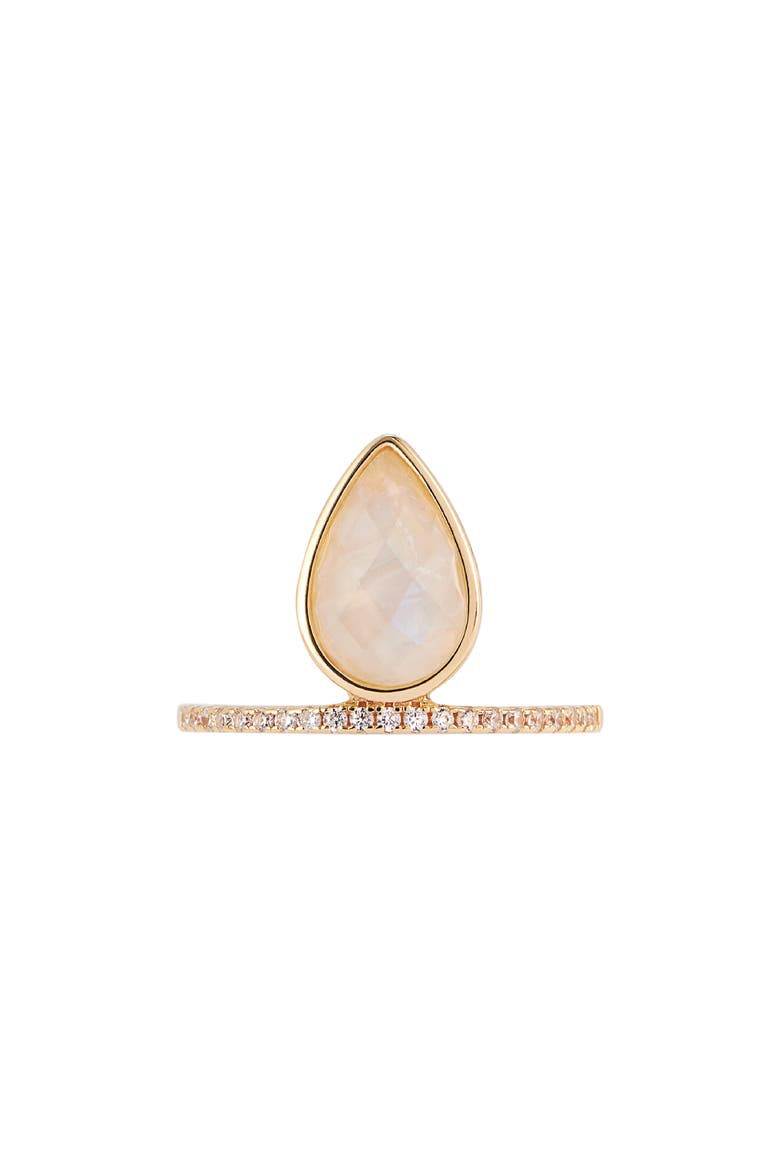 Floating Pear Moonstone Ring, Alternate, color, WHITE
