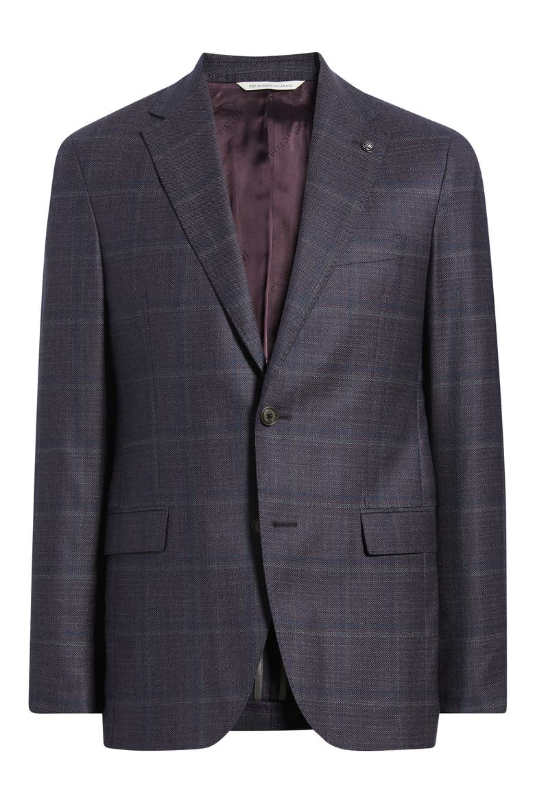 Midland Plaid Wool Sport Coat, Alternate, color, WINE
