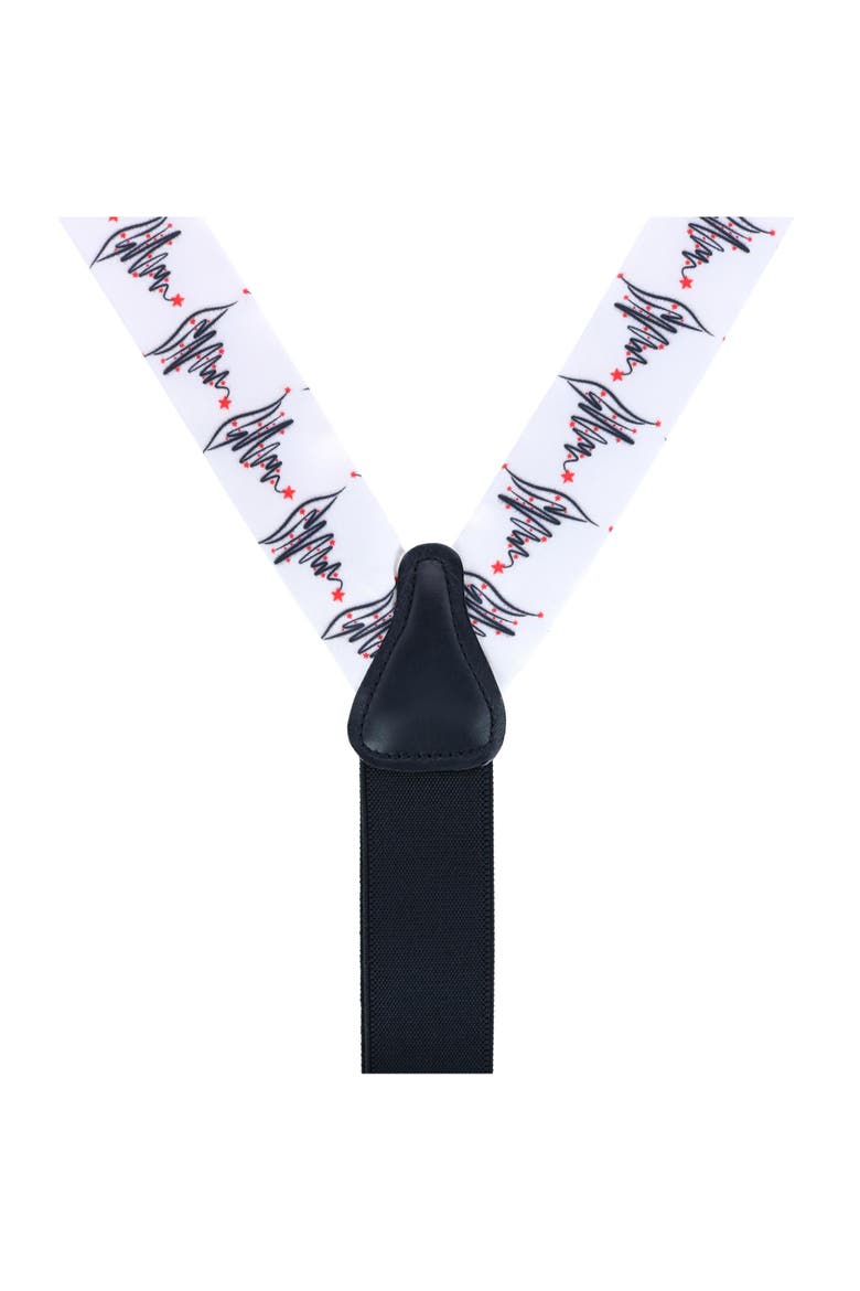 McCallister Contemporary Christmas Tree Silk Button End Suspenders, Alternate, color, White