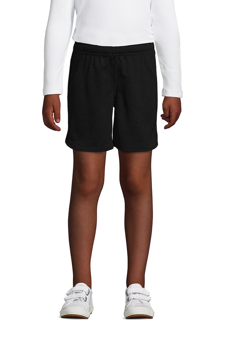 Lands' End School Uniform Girls Mesh Gym Shorts, Main, color, Black