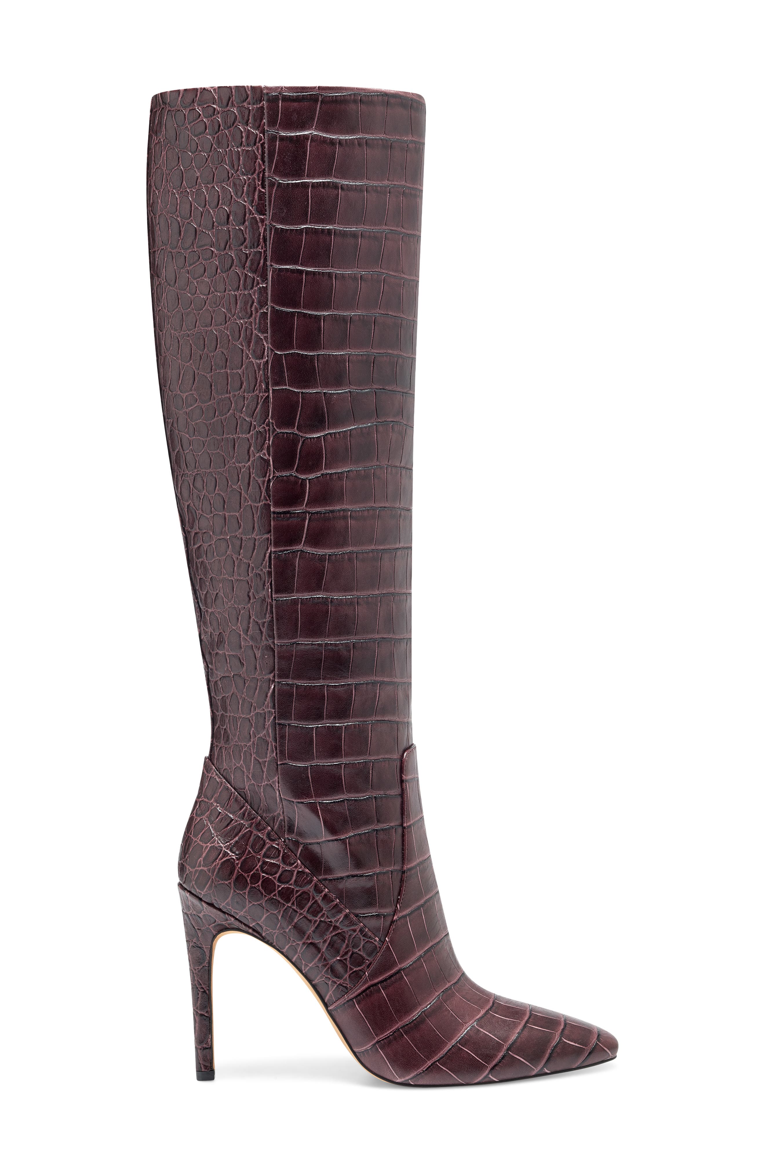 Fendels Knee High Boot, Alternate, color, RED VIOLET CROCO