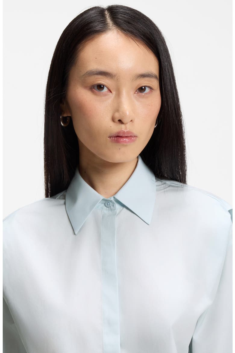 Bimina Crop Short Sleeve Button-Up Shirt, Alternate, color, PALE LAGOON