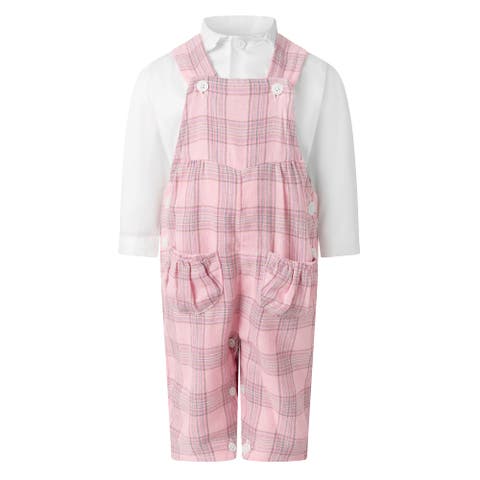Check Dungaree and Blouse Set