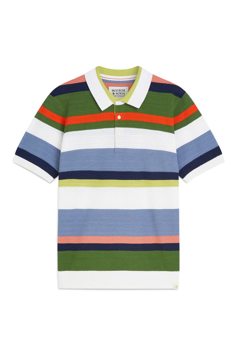 Stripe Textured Polo, Alternate, color, OFF WHITE STRIPE