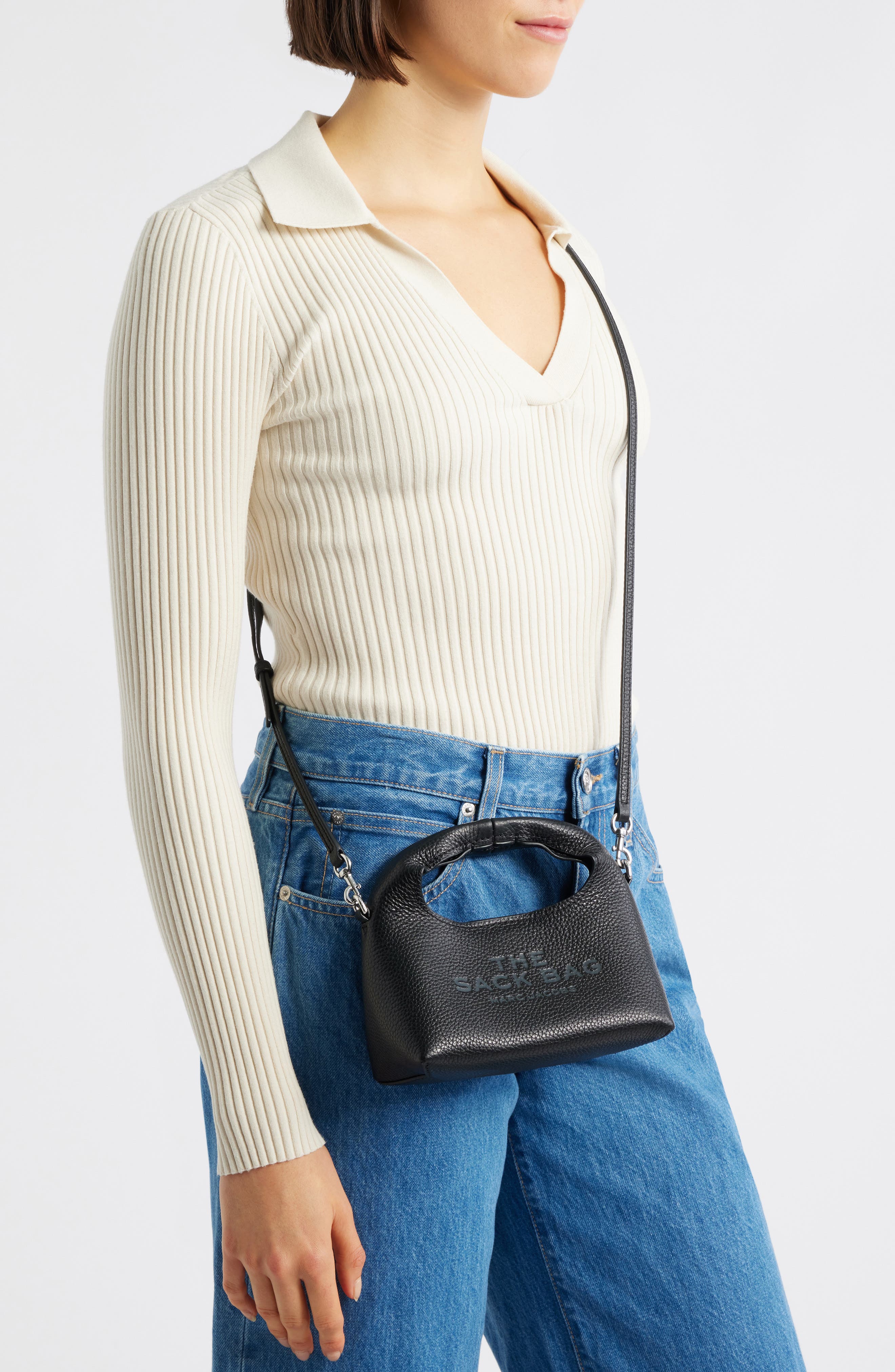 Marc Jacobs The Micro Crossbody Sack Bag, Alternate, color, Black