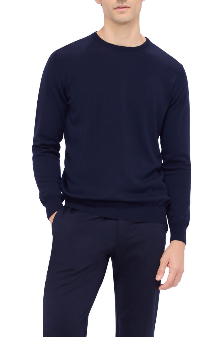 Scott Crewneck Merino Wool Sweater, Main, color, NAVY