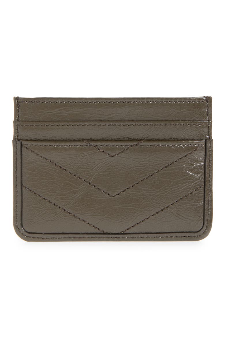 Niki Matelassé Leather Card Case, Alternate, color, LIGHT MUSK
