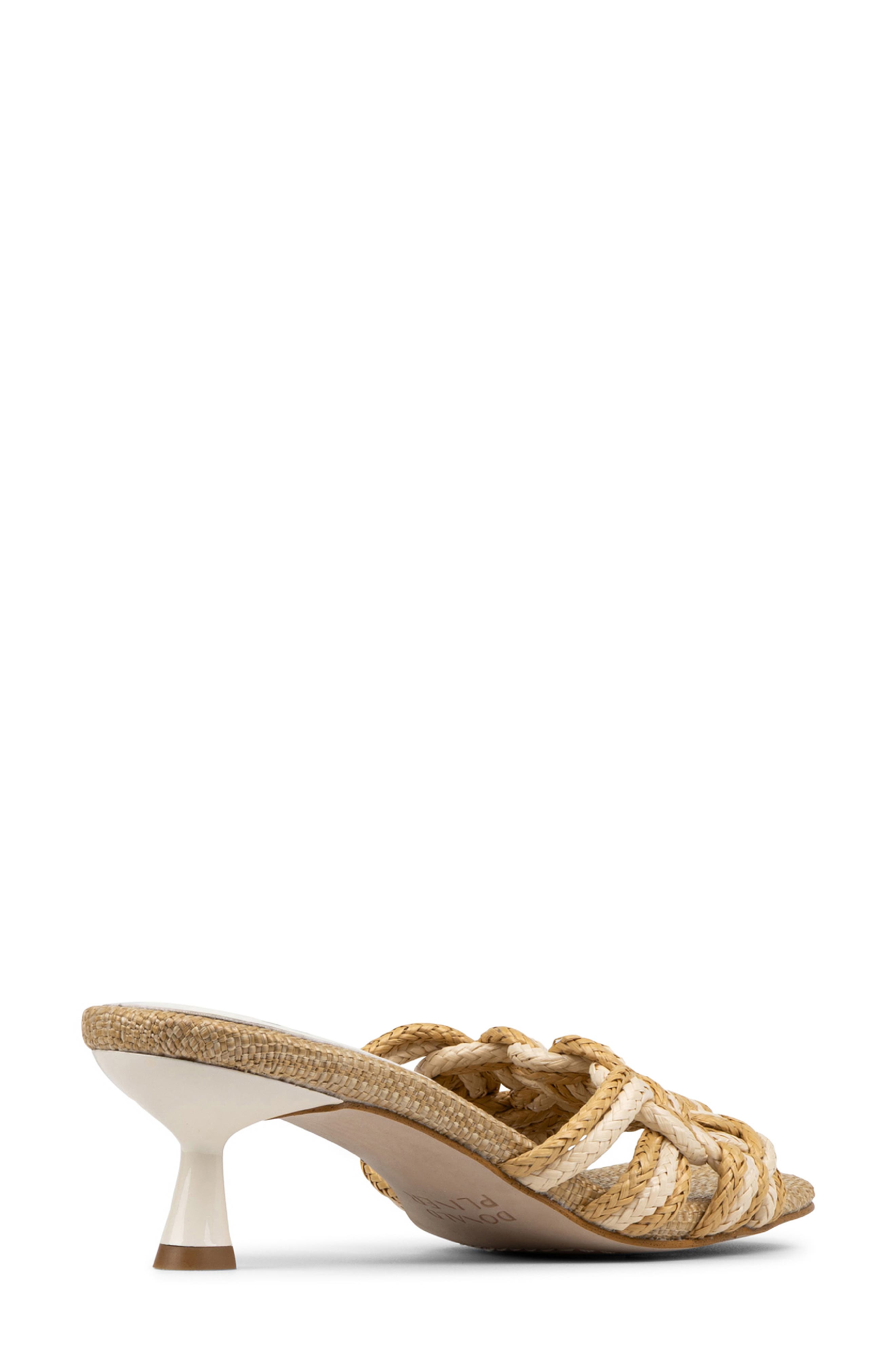 Raffia Kitten Heel Slide Sandal, Alternate, color, BONE/ NATURAL