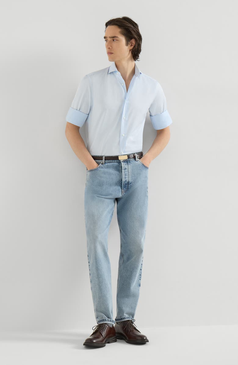 Brunello Cucinelli Denim iconic fit five-pocket trousers, Alternate, color, Light Denim