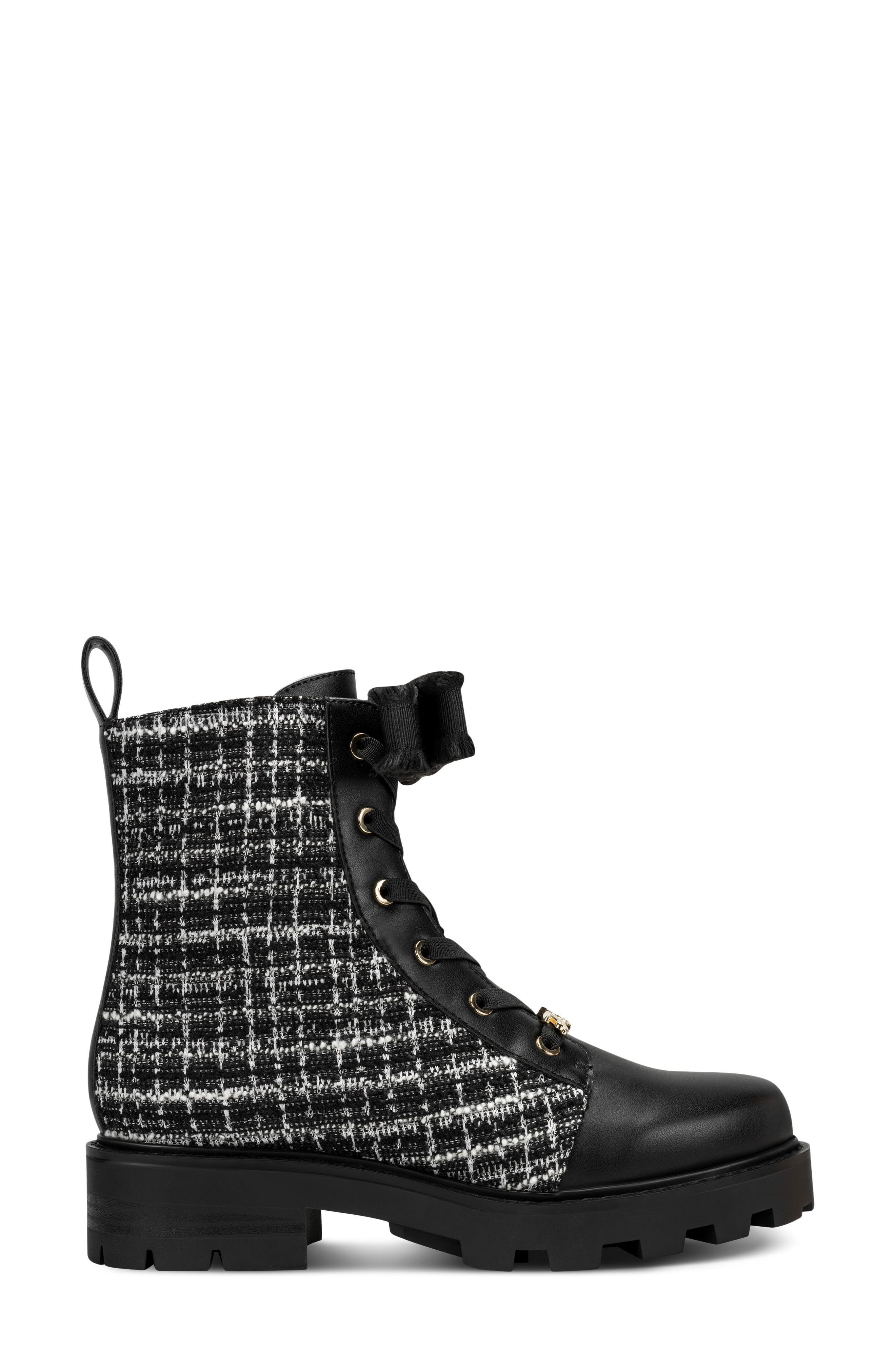 Metea Combat Bootie, Alternate, color, BLACK/ WHITE