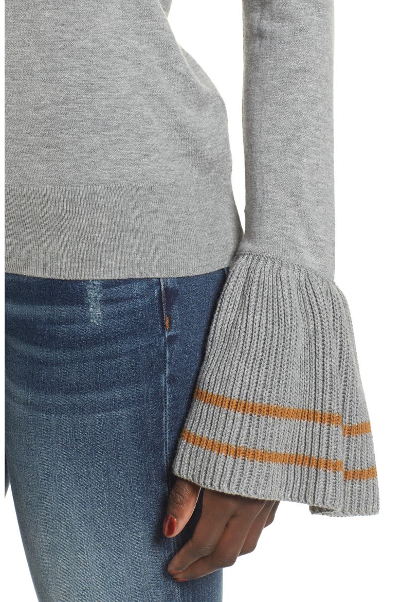 Ruffle Bell Cuff Sweater, Alternate, color, GREY MEDIUM HEATHER