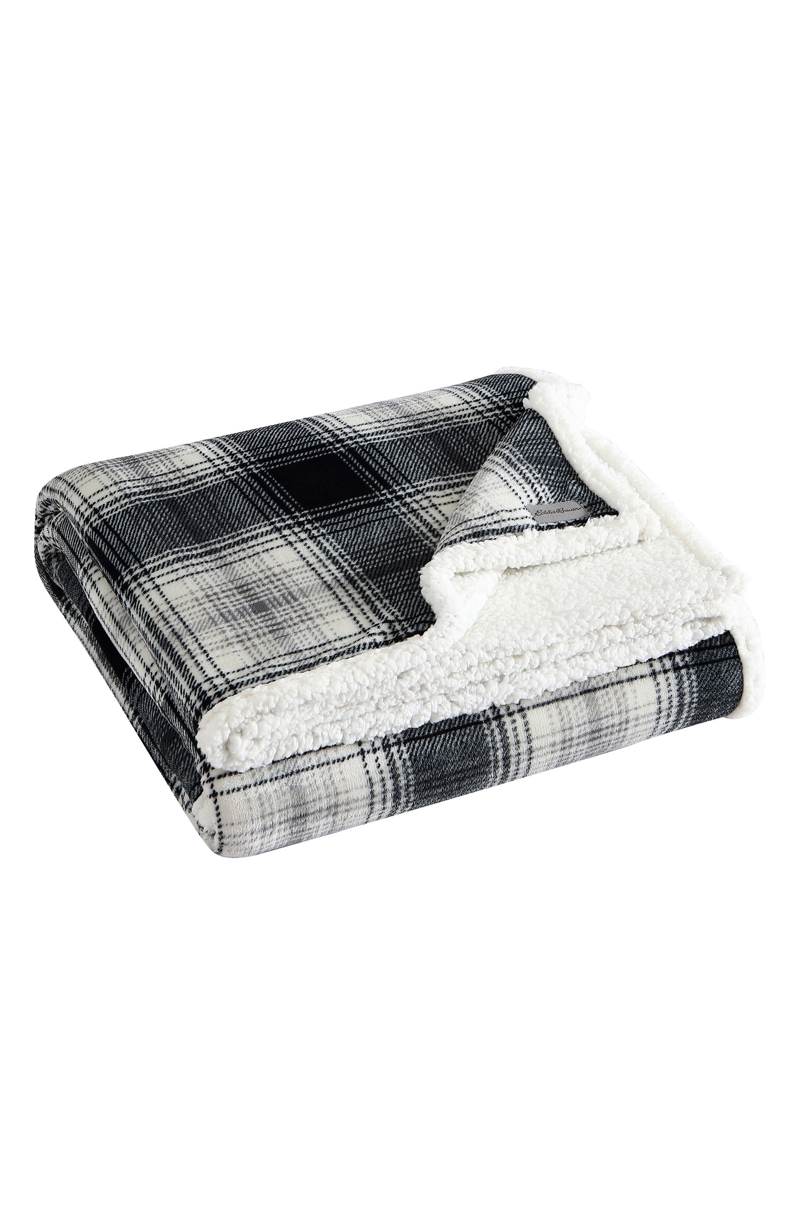 Eddie Bauer Vail Plaid Faux Shearling Throw Blanket